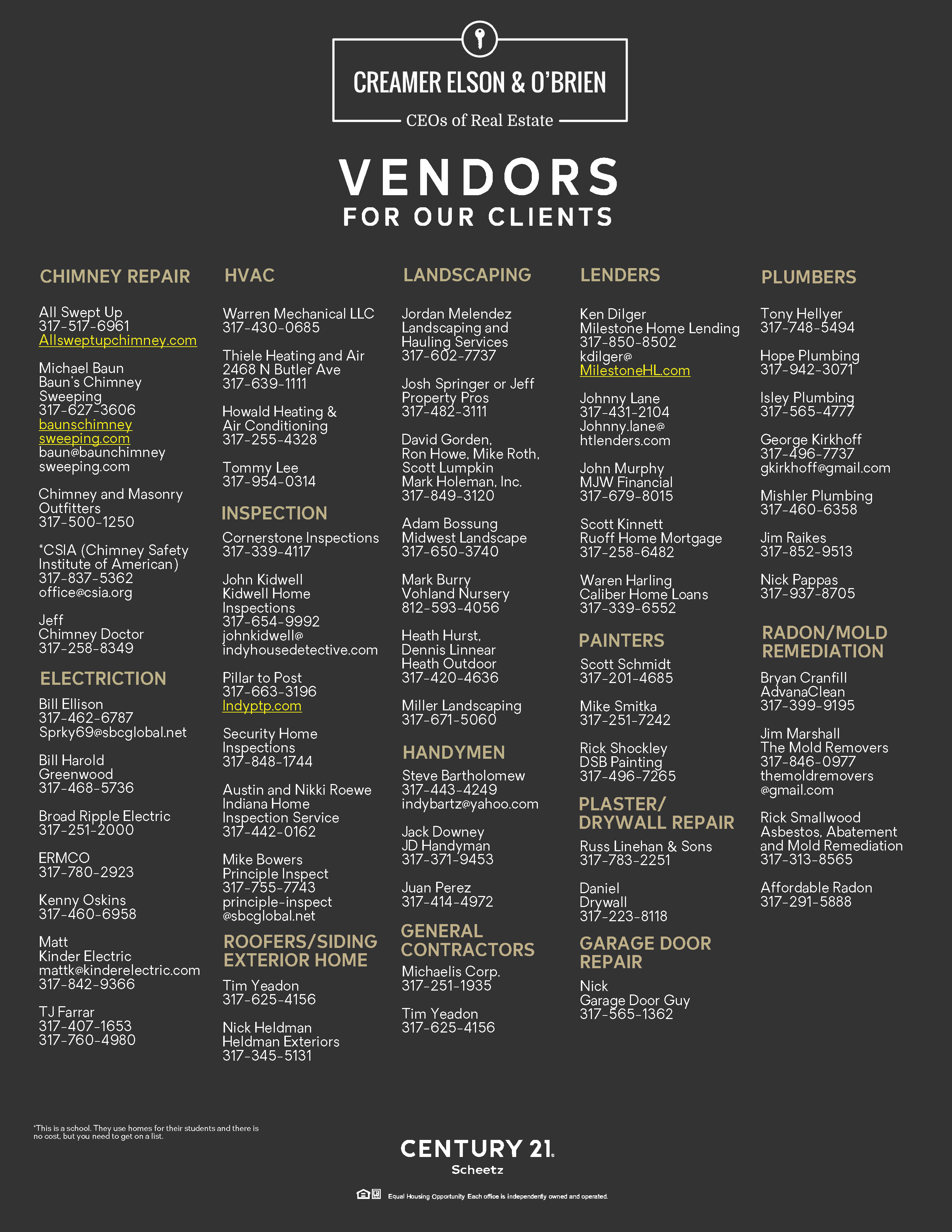 vendor list July 2019